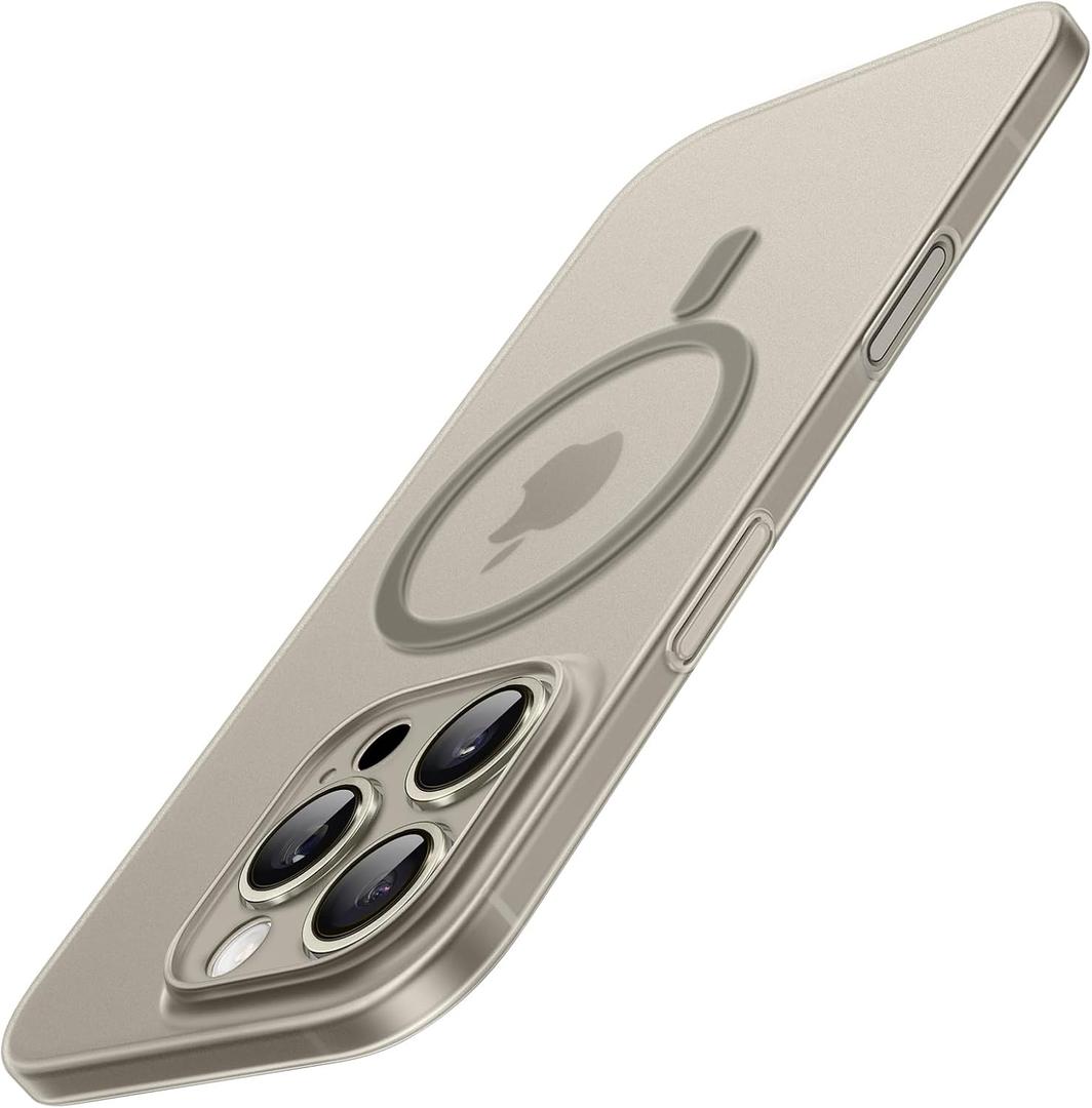 JETech Magnetic Ultra Slim Case for iPhone 16 Pro Max 6.9 Inch Compatible with MagSafe, Camera Lens Full Protection, Lightweight Matte Finish PP Hard Minimalist Cover (Natural Titanium)