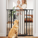 40" Extra Tall Baby Gate for Stairs, Auto Close Stroller Friendly Dog Gate Indoor for Doorways, Pressure Mounted 29"-40" Wide Baby Gate, Easy Walk Through Gate for Children & Pets, Black