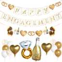 Pirese Happy Engagement Banner, Just Engaged Banner, Happy Engagement Decorations | Just Engaged Decorations | Almost Married Sign | Congratulations Wedding Decor Sign with Balloons (Gold)