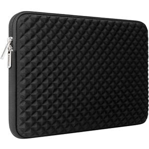 RAINYEAR 14 Inch Laptop Sleeve Diamond Foam Shock Resistant Neoprene Padded Case Fluffy Lining Zipper Cover Bag Compatible with 14" Notebook Computer Chromebook Tablet Ultrabook(Black)