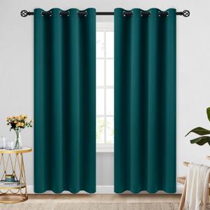 COSVIYA Blackout Curtains 84 inch Length 2 Panels Set Dark Teal Room Darkening Window Treatments Insulated Thermal Curtain Drapes for Bedroom/Living Room,52x84 inches