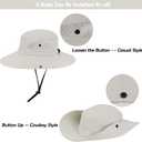 Women's Outdoor UV-Protection-Foldable Sun-Hats Mesh Wide-Brim Beach Fishing Hat with Ponytail-Hole (Beige)