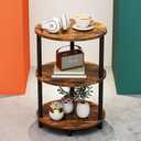 Small Round Side Table - 3-Tier Oval Accent Table for Small Spaces, Rustic Wood and Metal Couch End Table, Nightstand for Bedroom or End Table Living Room, Easy to Assemble, Rustic Brown (1-Pack)