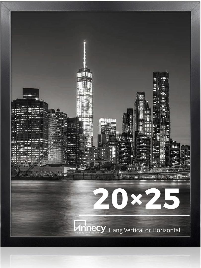 Annecy 20x25 Picture Frame Black（1 Pack）, 20 x 25 Picture Frame for Wall Decoration, Classic Black Minimalist Style Suitable for Decorating Houses, Offices, Hotels