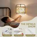 Drum Flower Lamp Shades for Table Lamps 12" Top x 12" Bottom x 8" High Linen Lampshade set of 2 Lamp Shade with E27 to E26/E14 Adapters for Floor Lamps Bedside Lamps, Assembly Required (pattern 9)