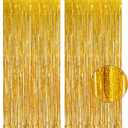 Gold Fringe Curtain Tinsel Backdrop - GREATRIL Foil Fringe Curtain Party Streamers for Prom 2026 NYE New Years Eve Birthdays Christmas Theme Party Decorations Pack of 2