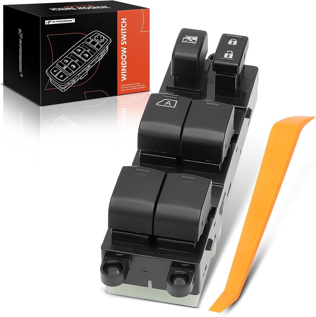 A-Premium Front Left Driver Side - Master Power Window Switch - Compatible with Nissan Versa 2010 2011 2012-1.6l 1.8L - Replace# 25401-ZW80A, 25401ZW80A