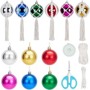 FREEBLOSS 6 Set DIY Macrame Christmas Ball Macrame Christmas Ornaments Macrame Kits for Adults Beginners Macrame Supplies for Christmas DIY Crafts Macrame Hanging Ornaments