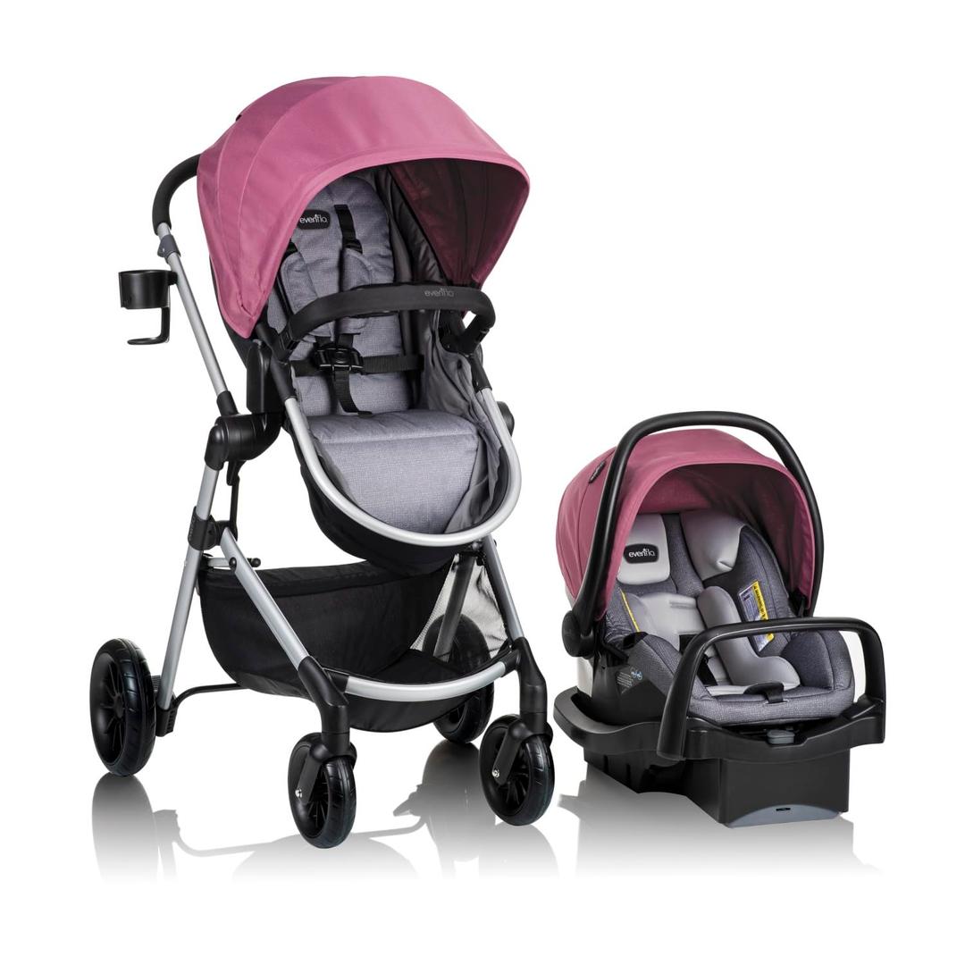 Evenflo Pivot Modular Travel System with LiteMax Preemie and Infant Car Seat (Dusty Rose Pink), Manufacture Date 10/28/2025