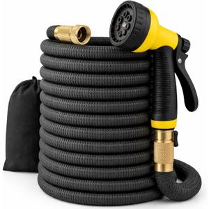 J&B XpandaHose 150ft Expandable Garden Hose – Ultra-Strong 3750D, 4-Layer Latex Core, Brass 3/4" Connectors, 10-Pattern Nozzle & Storage Bag – Lightweight, Kink-Reducing, Leak-Resistant