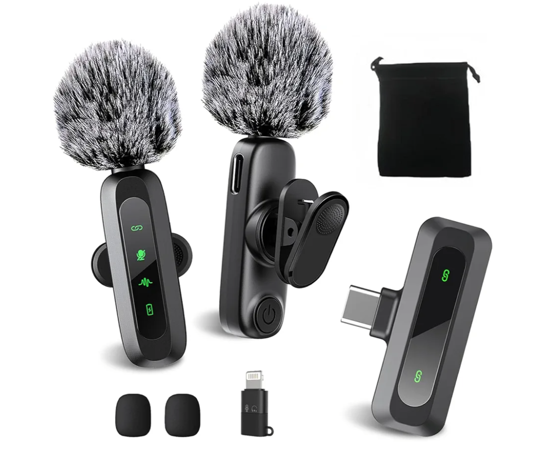 XBT 2-Pack Wireless Lavalier Microphone for iPhone,iPad,Android - Clip-on Lapel Mic with Noise Reduction,Plug & Play Mini Microphone for Video Recording,Interview,Podcast,Vlog,TikTok,YouTube,