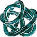 Torre & Tagus Orbit Hand Blown Glass Infinity Knot Sculpture - 3 Inch Glass Art Teal Knot Decor Ball for Home Decor, Small Centerpiece Table Decoration for Home Interior (Clear Teal)