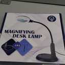 10X Magnifying Glass with Light and Clamp, 5 Color Modes Stepless Dimmable Lighted Magnifier with Stand, Flexible Gooseneck LED Desk Lamp Hands Free for Craft Painting Hobby Close Work - Blue