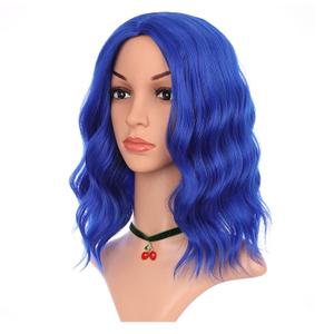 eNilecor Dark Blue Wig Short Colored Curly Wavy Synthetic Bob Wigs with Air Bangs 14" Natural Wigs for Party Cosplay Fun Colorful Wigs for Women