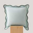 Double Stitch Scalloped Throw Pillow Covers - 100% Cotton Decorative Boho Pillow Covers 20 x 20, Made in India, Square Cushion Case, Modern Home Decor for Couch Sofa Living Room, Misty Blue (Aqua Mint)
