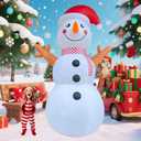 12ft Giant Snowman Inflatable Decor with Cute Squirrel Christmas Inflatable Yard Decor Build-in LED Outdoor Blow up Holiday Decorations for Yard/Lawn/Garden
