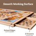 2000 Piece Rotating Wooden Puzzle Board for with 6 Storage Drawers & Protective Cover – Jigsaw Puzzle Table - for Adults & Families Home Entertainment & Puzzle Building