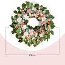 2 x 24 Inches Spring Wreaths for Front Door Spring Door Wreath Summer Floral Wreath with Wildflower for Wall Porch Indoors Outdoor Window Home Farmhouse Decorations