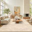 8x10 Area Rug for Living Room Moroccan Washable Rugs Non Slip Indoor Floor Carpet Foldable Large Soft Area Rug for Dining Room Bedroom with Low Pile(Beige,8'x10')