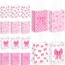 Kolldenn 24 Pcs Pink Bow Paper Gift Bags, Coquette Goodie Bags with Handles, Cute Candy Treat Storage for Wedding Birthday Holiday Engagement Baby Shower Party Favors Supplies