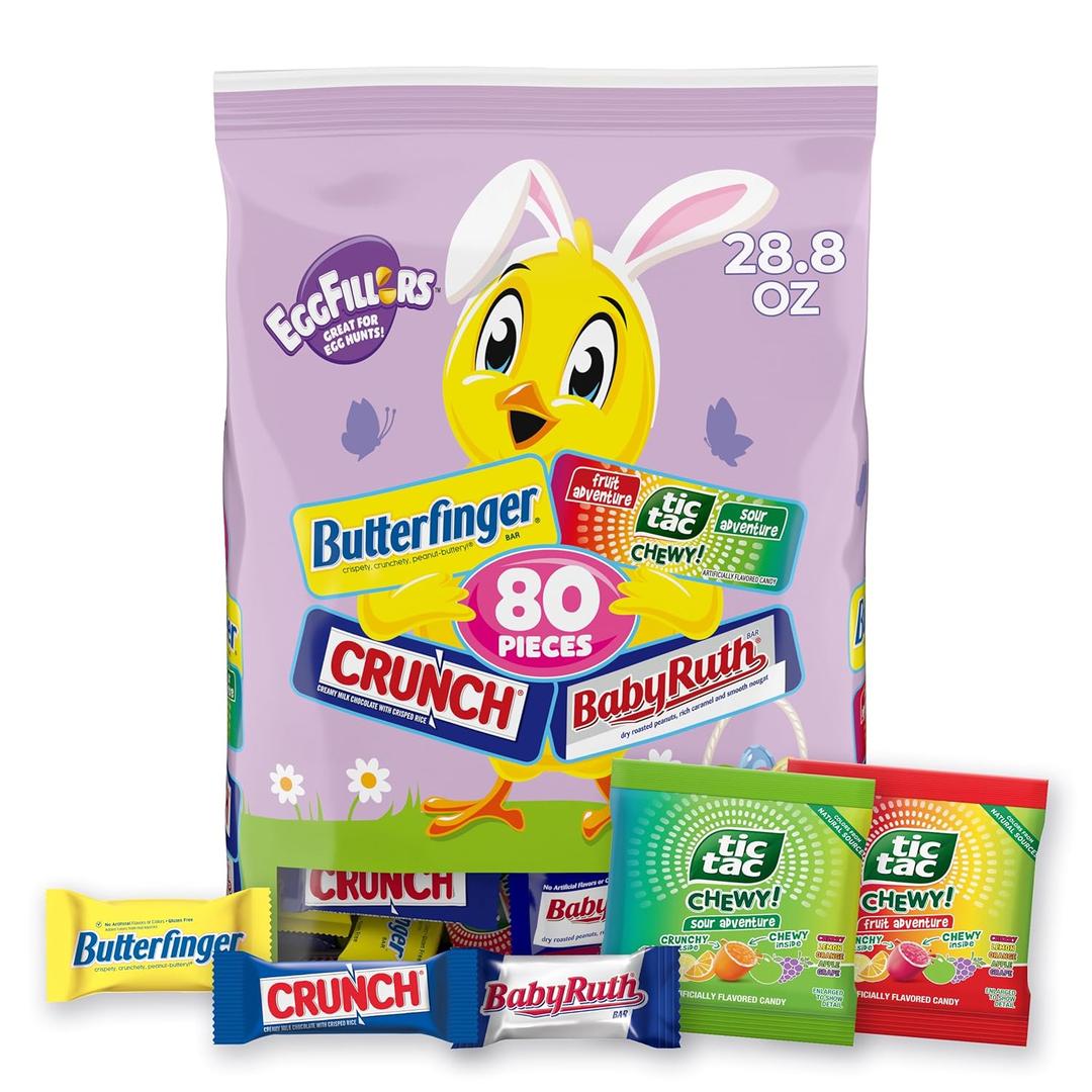 2 x Assorted Easter Chocolate and Candy (Butterfinger, Crunch, Baby Ruth, Tic Tac Chewy Fruit Adventure, Tic Tac Chewy Sour) 80CT SUB - 28.8oz