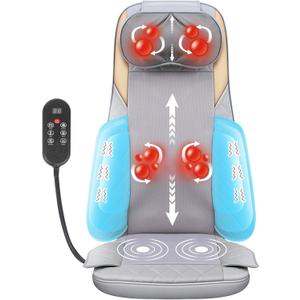 FIRRLUCO Shiatsu Neck and Back Massager with Heat, Back Massager for Pain Relief Deep Tissue, Back Massager for Chair, Adjustable Neck Massage with 20 Kneading Nodes, Gifts for Women Men