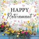 Wildflower Themed Happy Retirement Backdrop Floral Retirement Party Decorations Flowers Congrats Retire Background Banner for The Aged Women Retirements Party Supplies 5x3ft