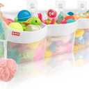 UNEEDE 3 Compartment Horizontal Bath Toy Organizer for Tub,Extra Large Capacity 4.95 Gallons Bath Toy Storage Holder,Mesh Quick Dry Bathtub Storage and Organizer,Easy Access Baby Bathtub Holder