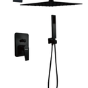 SOLVEX SP-90110-N Flush-Mounted Shower Fitting, Complete Set Black, Rain Shower Set, Shower System, with Square 8 Inch Stainless Steel Shower Head and Stainless Steel Hand Shower