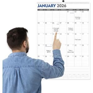 GuassLee Large Wall Calendar 2026-2027, 22"x15" Vertical Wall Calendar 2026, Jan. 2026 to Jun. 2027, 18-Month Paper Hanging Planner Wall with Julian Date for Office Home Planning & Organizing