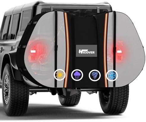 Bike Cover for Transport 2 Bike - Hicover 600D Travel Bike Covers for 2 Bikes on Rear Bike Rack Heavy Duty & Waterproof, Outdoor Full Bicycle Rack Cover for 2 Bikes on Car Hitch Storage