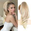 Ponytail Extension Clip On Ponytails for women Claw Clip Hair Extensions ponytail, 18" 2-In-1 Design Works as a Claw Clip or Drawstring Ponytail, Versatile Hair Accessory for Women and Girls (Light Brown Mixed Blonde)