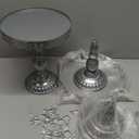 Eaasty 3 Pcs Cake Stand Set Round Cake Stand with Crystal Bling Pendants Dessert Table Display Set for Wedding Event Birthday Party Dessert Table(Sliver)