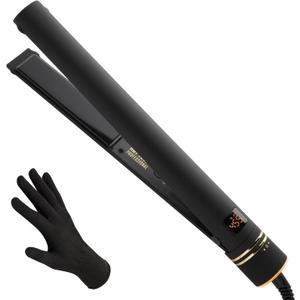 Hot Tools Pro Artist Black Gold Evolve Ionic Salon Hair Flat Iron | Long-Lasting Finish for Straightening Hair, (1 in)