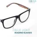 2SeeLife Oversized Blue Light TR-90 Reading Glasses for Men Medium Fit, Sturdy Frame, Spring Hinges, Premium Readers, Matte Black, +2.75