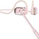 Bluetooth Headphones, Bluetooth V5.4 Wireless Headphones with Noise Cancelling Mic, 12H Playtime, 15.4mm Diaphragm Driver, Open Ear Headset for Office Meeting Running Cycling Driving (Pink)