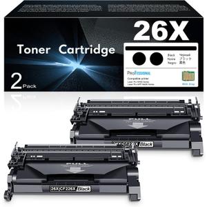 26X CF226X Black High-Yield Toner Cartridge with Chip Replacement for HP 26X CF226X Laser Pro M402d M402dw M402dne; Laser Pro MFP M426dw M426fdw M427dw Printer (Black, 2-Pack)