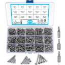 400 Pcs M3/M3.5/M4 Wood Screws, Torx Head Pan Head Self Tapping Screws, Stainless Steel Flat Head Drywall Screws Assortment Kit for Wood, with 3 Pcs Bits (400 Silver)