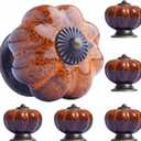 OLAYA Cabinet Knobs with Pumpkin Shape Vintage Ceramic Knobs for Decorative Closet Drawers Dresser Pull Handle 12 Pack (Pumpkin Orange)
