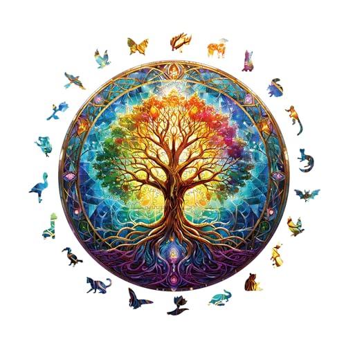 Wooden Puzzles for Adults, 200 Pieces Tree of Life Puzzle Uniquely Irregular Animal Shaped Wooden Jigsaw Puzzles, Creative Gift for Teenagers and Adults
