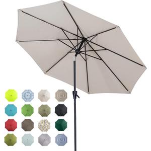 Tempera Patio Market Outdoor Table Umbrella with Auto Tilt and Crank,Large Sun Umbrella with Sturdy Pole&Fade resistant canopy,Easy to set (9FT, Beige)