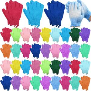 72 Pieces Exfoliating Glove Double Sided Shower Gloves with Hanging Loop Exfoliating Body Scrubber for Men Women Children Beauty Spa Massage Skin Shower Scrubber Bathing, 18 Colors