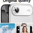 Matekxy for iPhone 17 Air Camera Lens Protector Glitter - Cute Girly Metal Individual Bling Ring Cover for Women, 9H Anti-Scratch Tempered Glass with Aluminum Edging, Sliver Cloud White