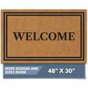 Barnyard Designs Natural Coco Coir Heavy Duty Backing Doormat - Large Cute Non-Slip Front Door Welcome Mat for Outside Entrance or Porch Entry, Brown (30x48, Welcome)