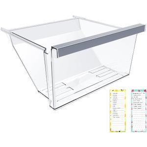 UPGRADED W11162446 Refrigerator Crisper Drawer Compatible with Whirlpool Refrigerator Drawer W11162446 Whirlpool Crisper Drawer Replacement Parts WRS325SDHZ08 WRS321SDHZ01 WRS315SDHM08 Fridge Drawer