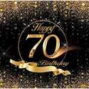 70th Birthday Backdrop Banner 10x8ft Men Black Gold 70th Birthday Decoration Background Men Women Bday Party Celebration Photos Cheers to 70 Years Old Party Backdrop