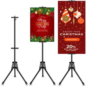 Poster Stand for Display, 80'' Adjustable Sign Stand Tripod, Retractable Poster Board Stand Double-Sided Banner Stand, Foldable Floor Standing Sign Holder Signage Stand with Portable Bag, Black (1 Pack Black)