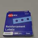Avery Self-Adhesive Hole Reinforcement Stickers, 1/4" Diameter Hole Punch Reinforcement Labels, Clear, Non-Printable, 200 Labels Total (5721)