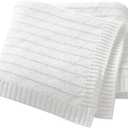 Baby Receiving Blanket for Boys Girls Knit Neutral Swaddle Blankets Soft Lightweight Crib Stroller Blankets for Newborn Infant Toddlers White 30 x 40 Inch