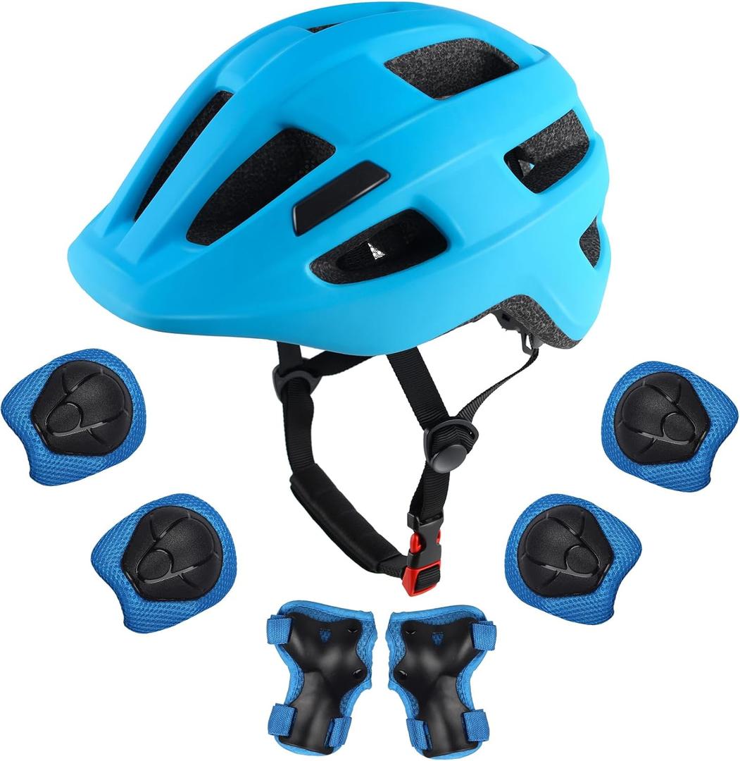 Kids Bike Helmet for Ages 1-8 Years, Adjustable Toddler Boys and Girls Helmets, Lightweight Child Infant Bicycle Cycling Scooter Sports Helmet 48-54cm (BlueSets)
